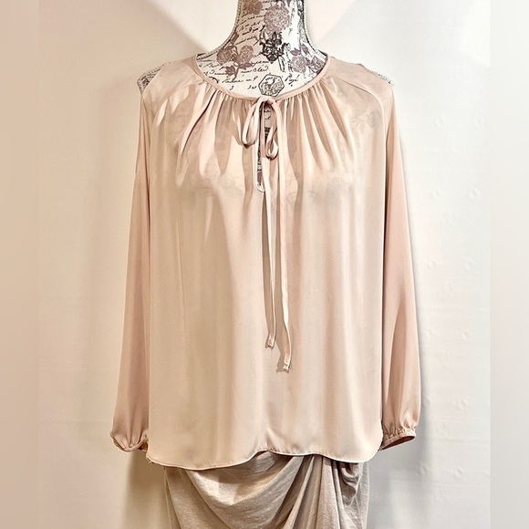 AMANDA UPRICHARD Beige long sleeve cold shoulder top size M - Picture 2 of 14